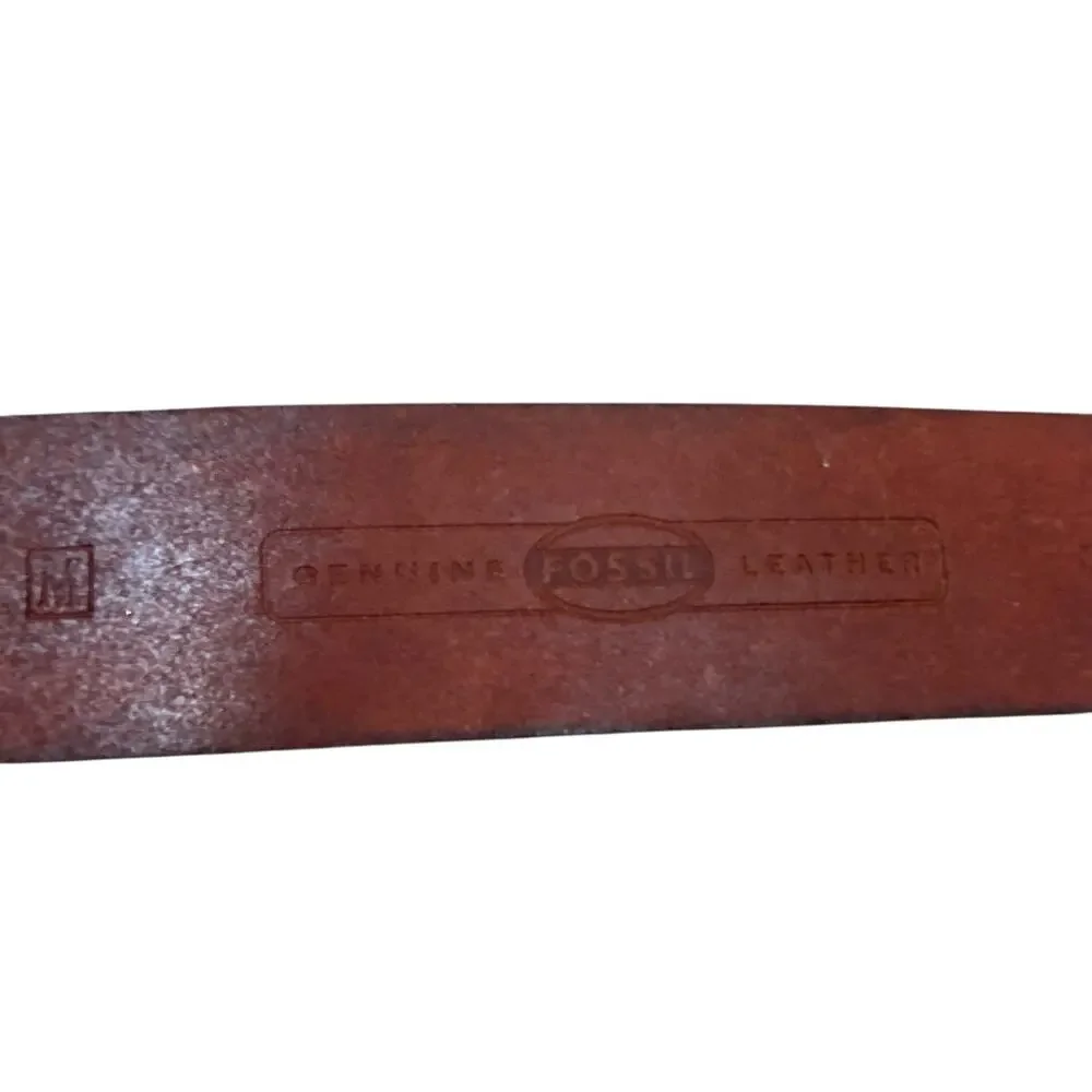 Vintage Fossil Boho Brown Leather Belt Size M Embossed Butterflies 29